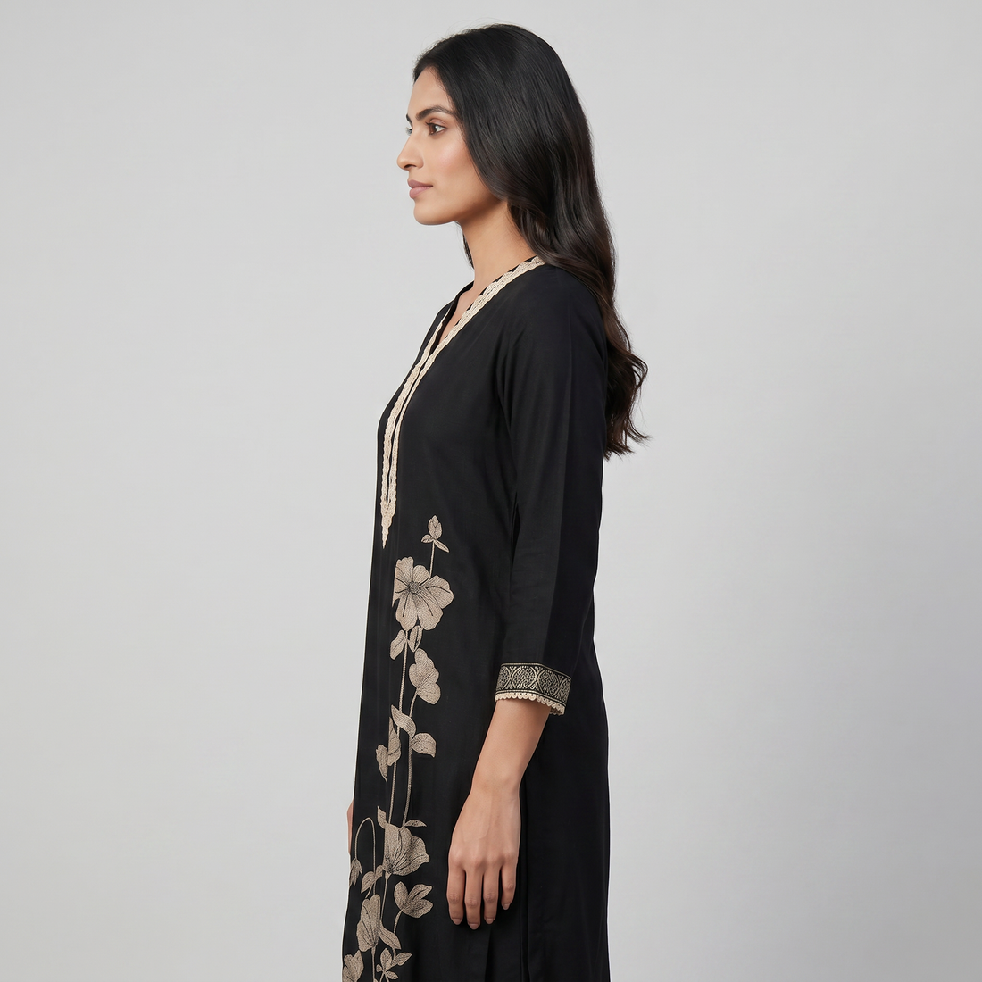 Printed V-Neck Kurta and Pant with Dupatta Set