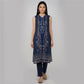 V-Neck Printed Straight Kurta with Pant and Dupatta Set