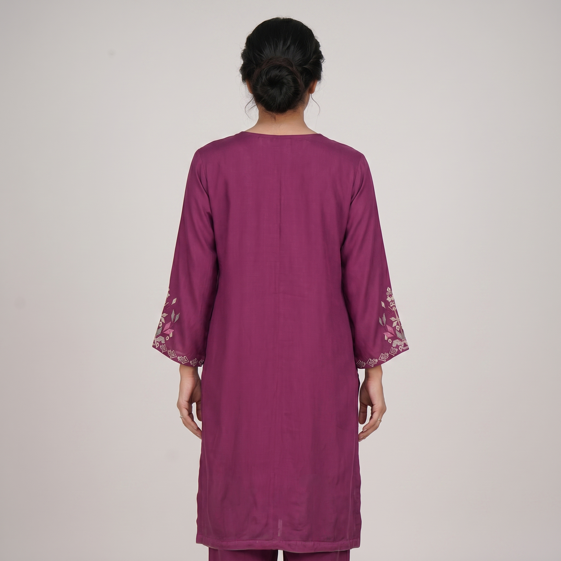 Embroidered V-Neck Straight Kurta with Pant Set