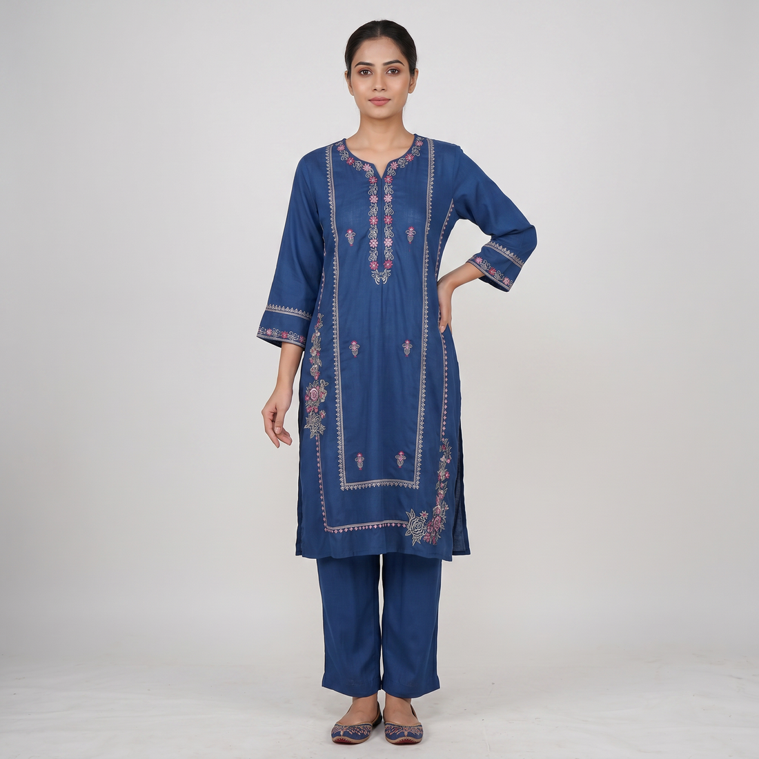 Embroidered Kurta with Pant Set