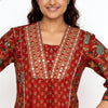 Printed Cotton V-Neck Kurta with Pant & Dupatta Set