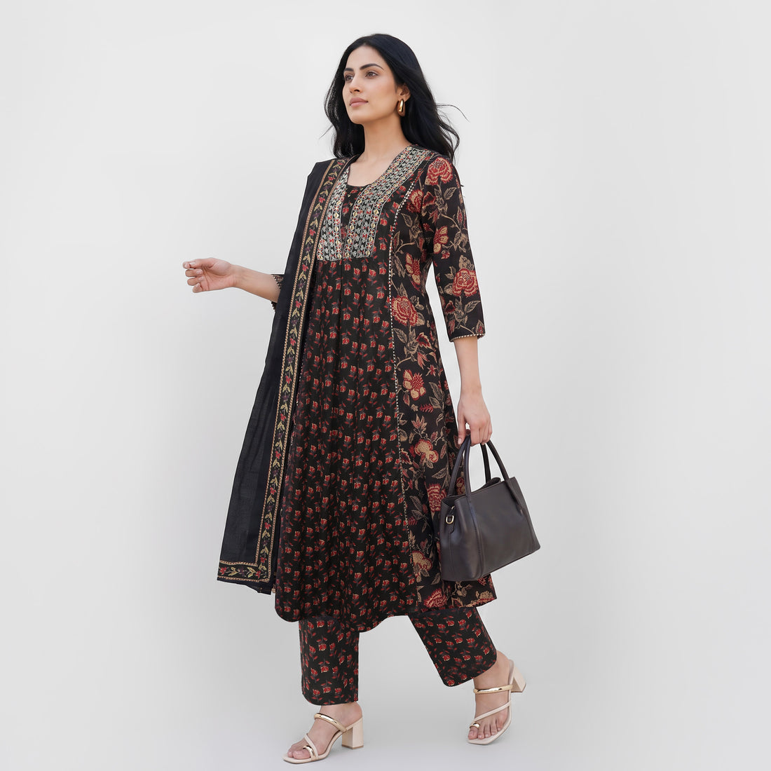 Cotton Printed V-Neck Ethnic Sets