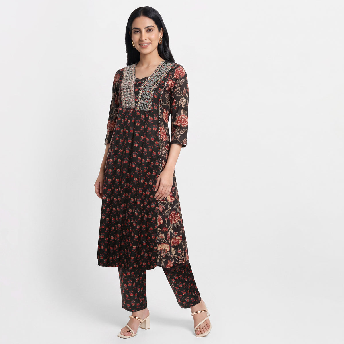 Cotton Printed V-Neck Ethnic Sets