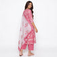 Printed Cotton V-Neck Kurta with Pant & Dupatta Set