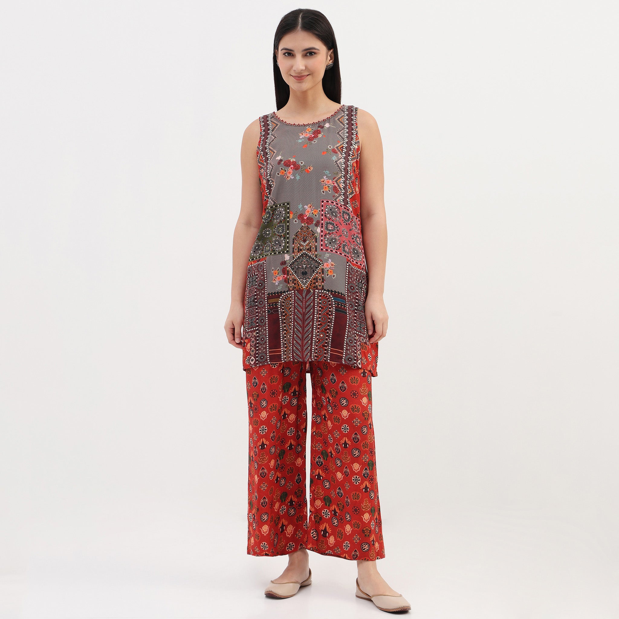 Printed Straight Kurta with Pant and Dupatta Set