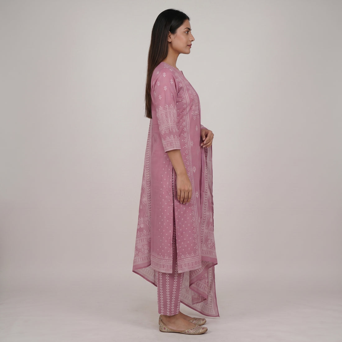 Cotton Printed Kurta with Pant & Dupatta Set