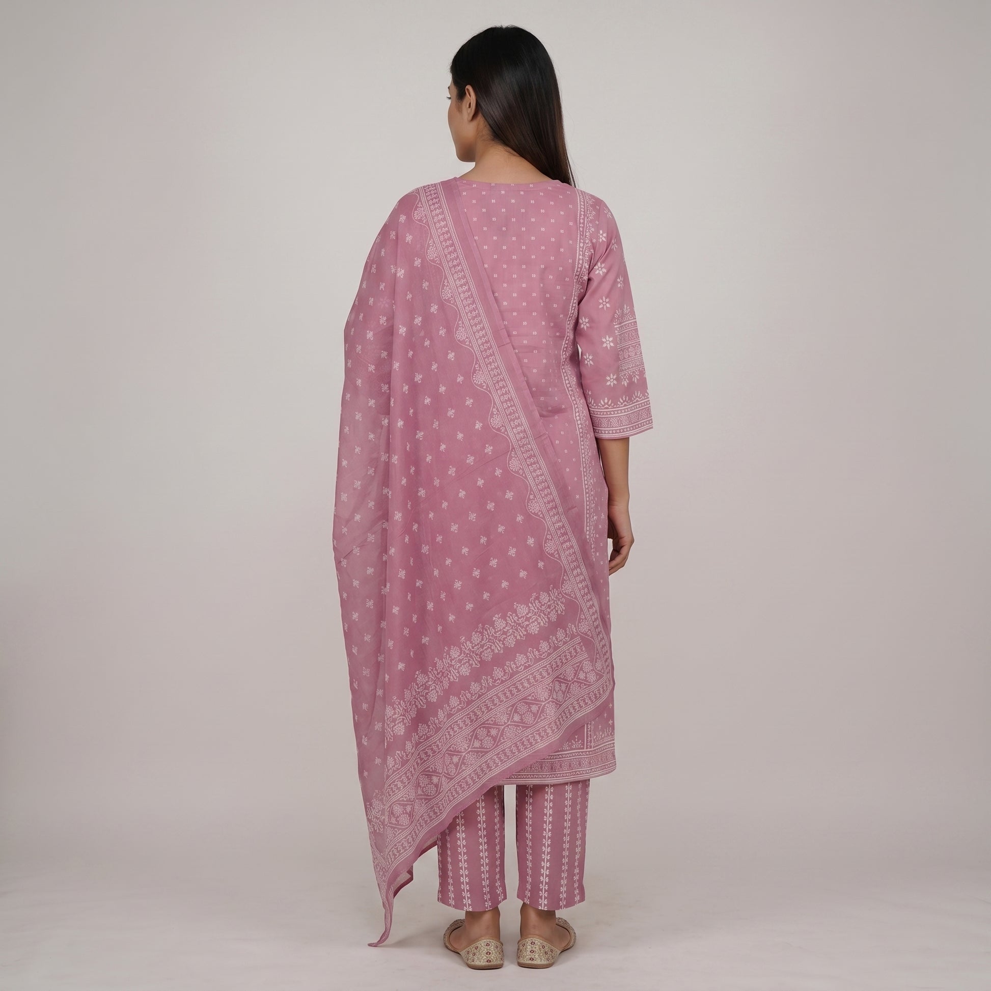 Cotton Printed Kurta with Pant & Dupatta Set