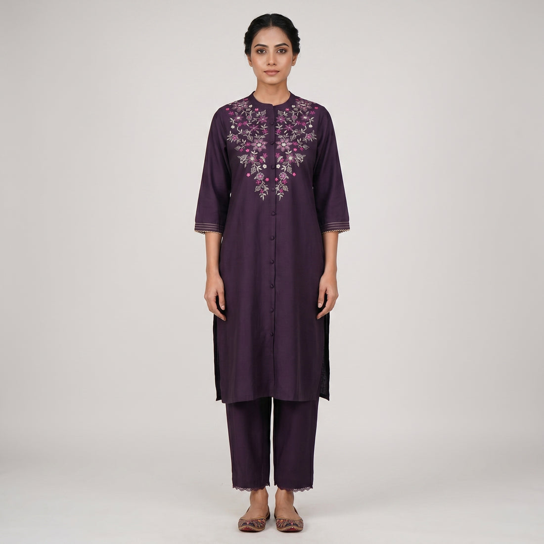 Embroidered A-Line Kurta with Pant Set