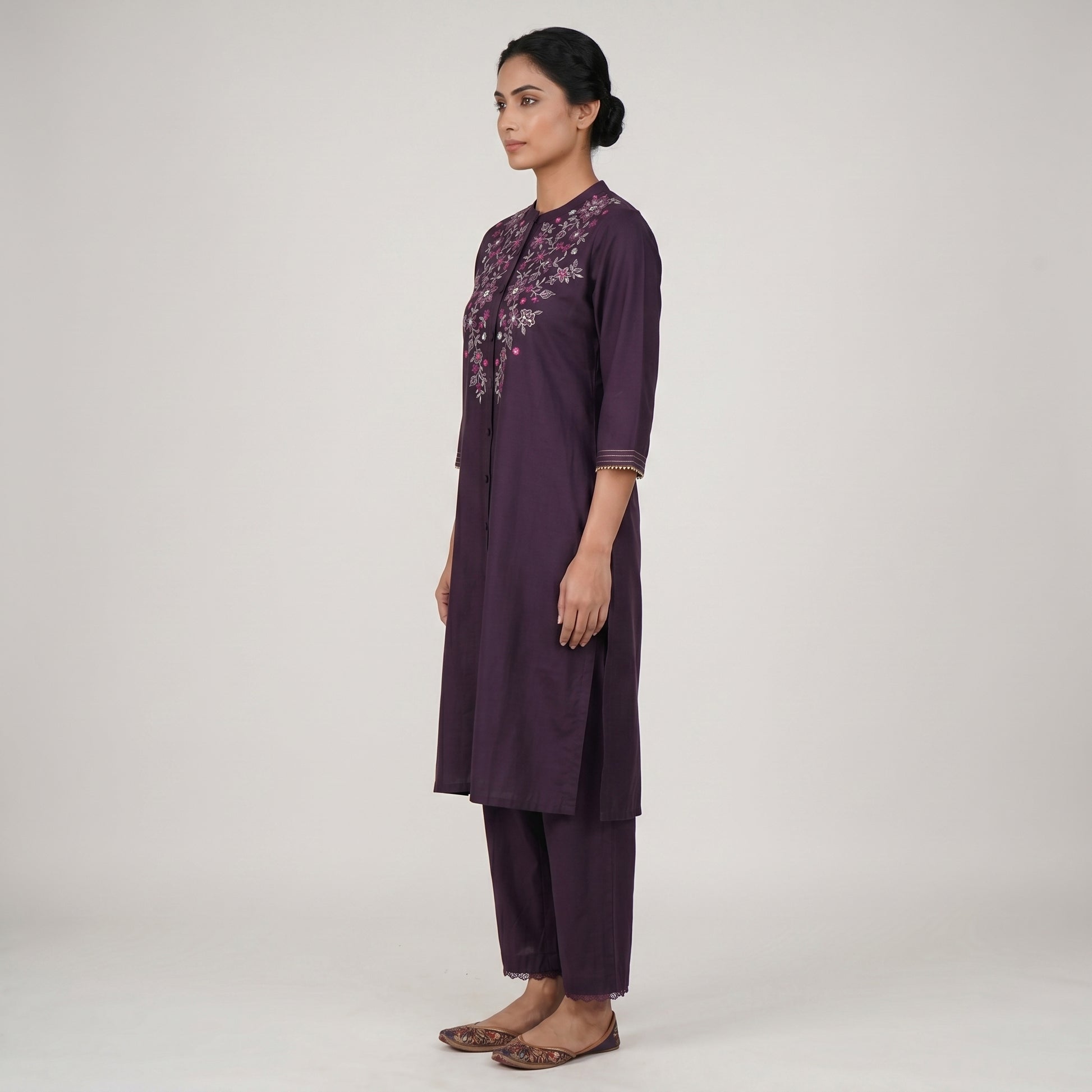Embroidered A-Line Kurta with Pant Set