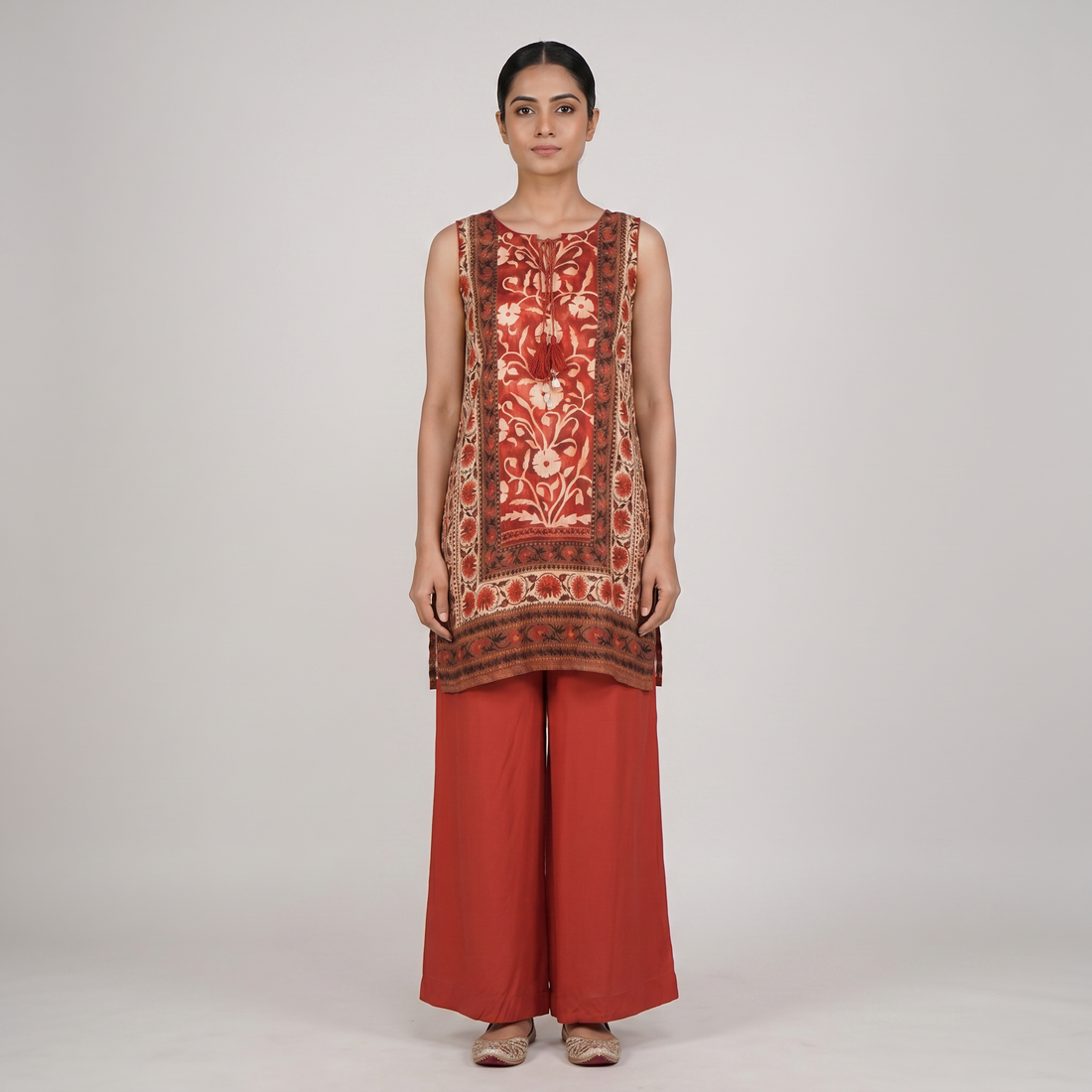 Printed Sleeveless Kurta with Palazzo Set