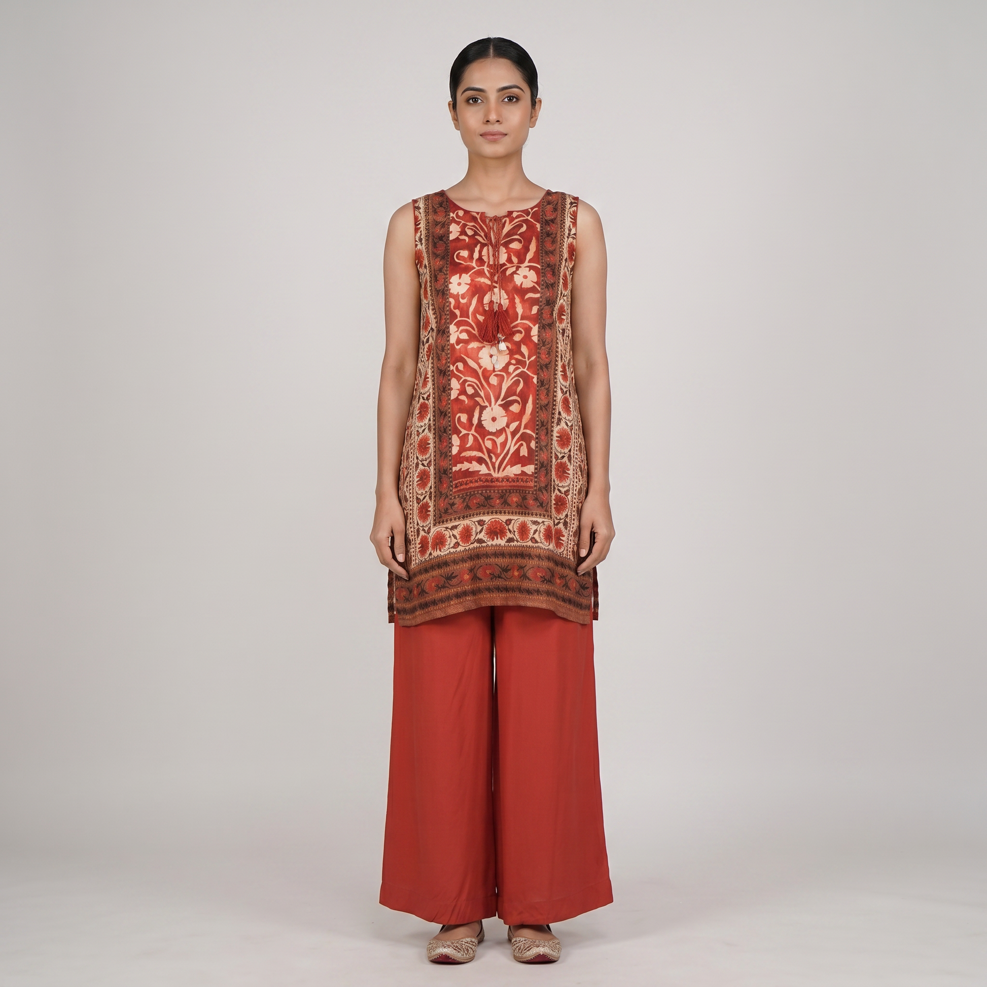 Printed Sleeveless Kurta with Palazzo Set