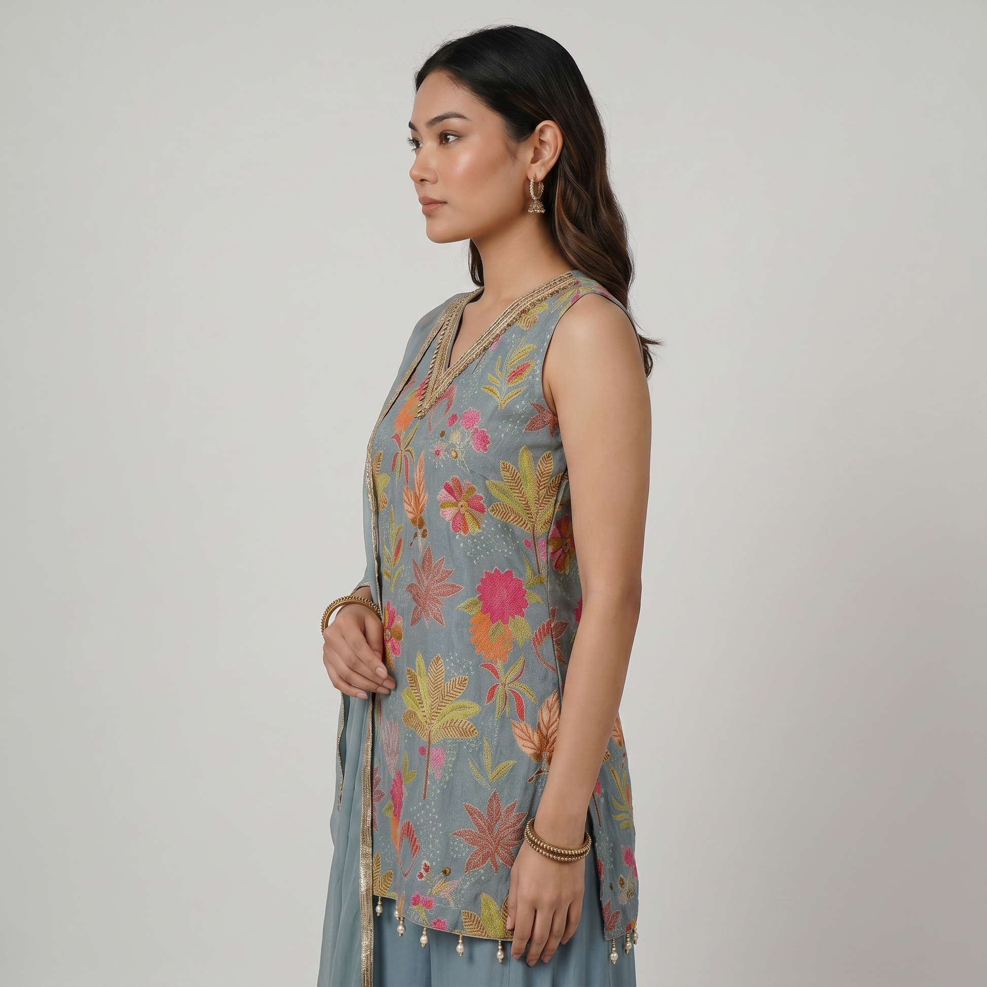 Printed Kurta and Palazzo with Dupatta Set