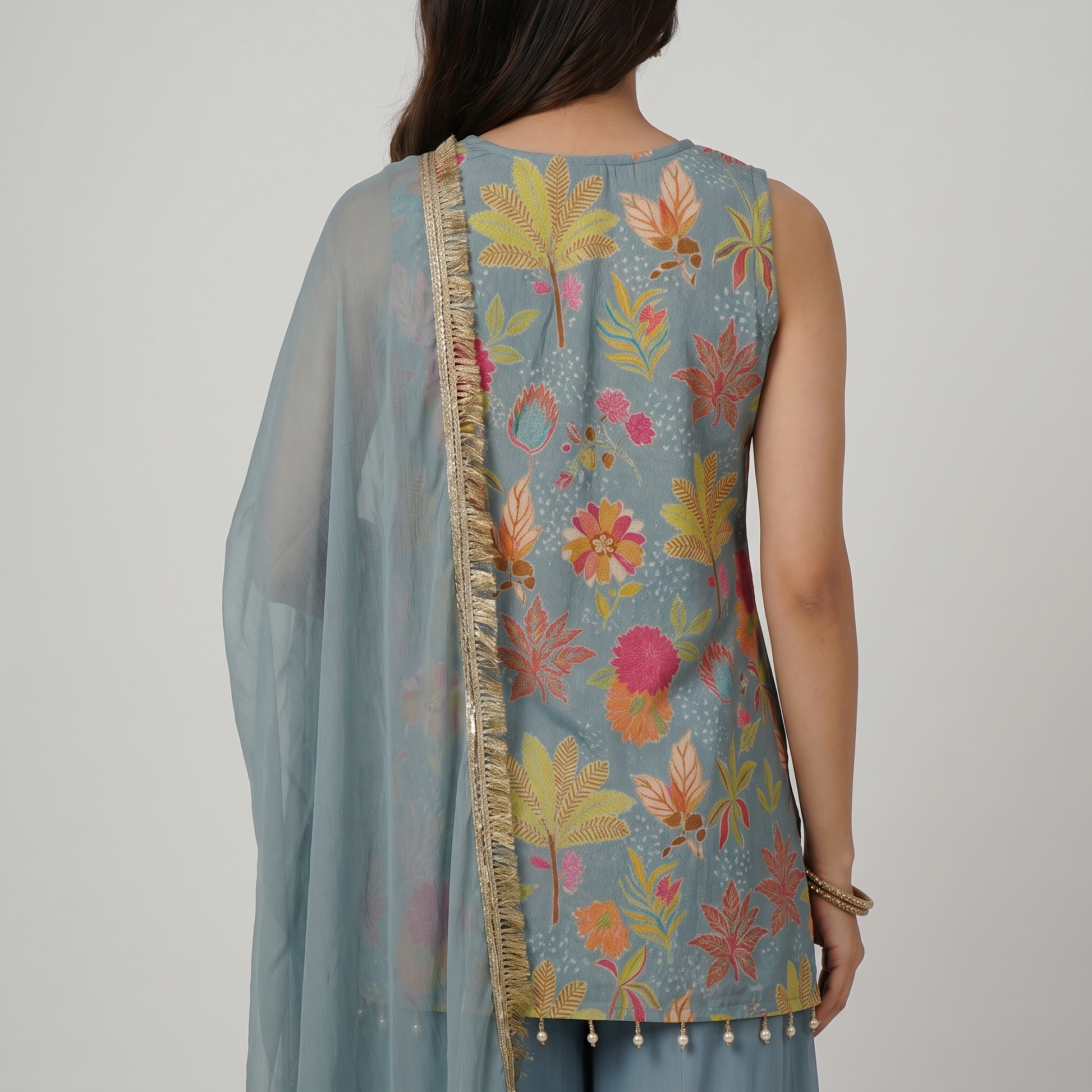 Printed Kurta and Palazzo with Dupatta Set