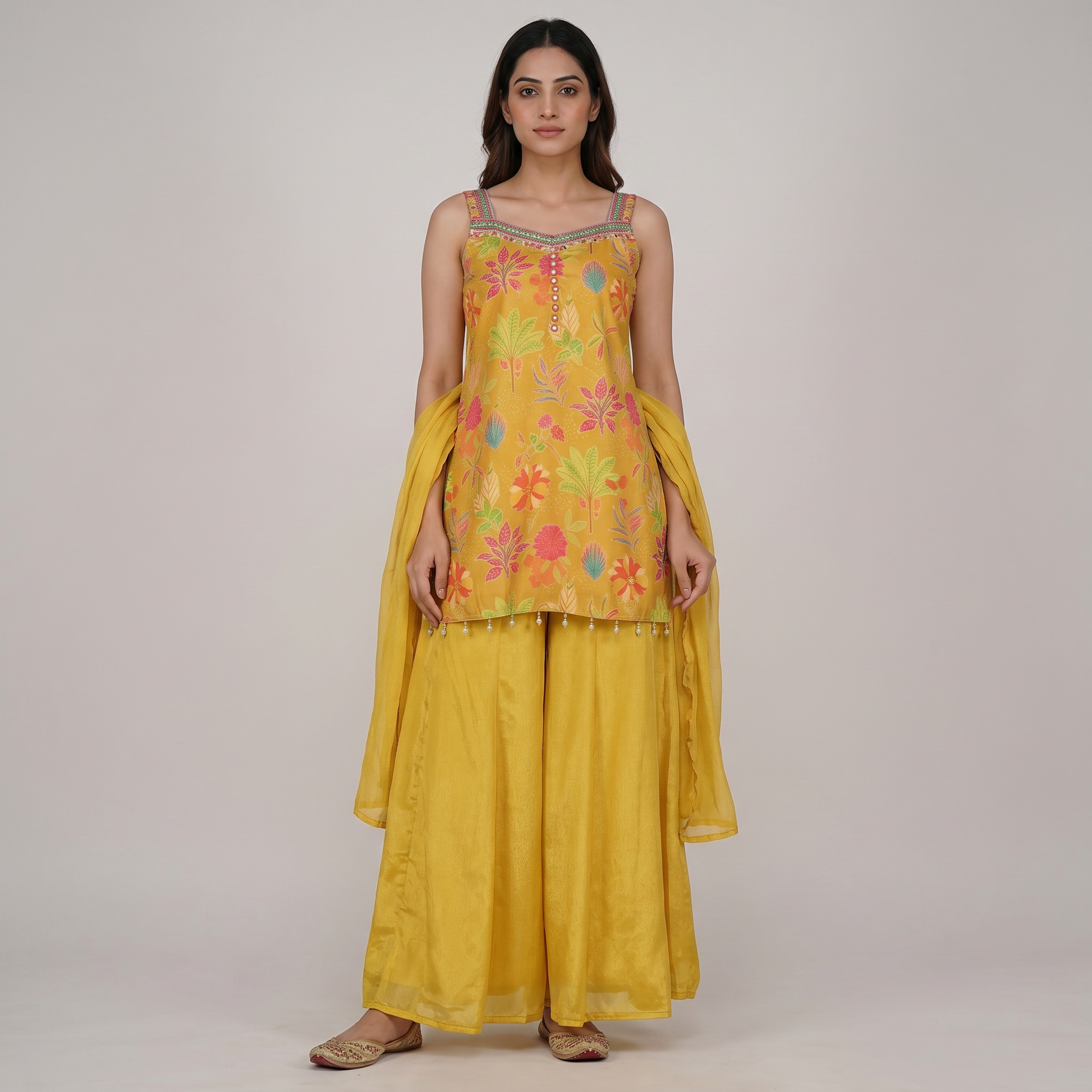 Printed Kurta and Palazzo with Dupatta Set