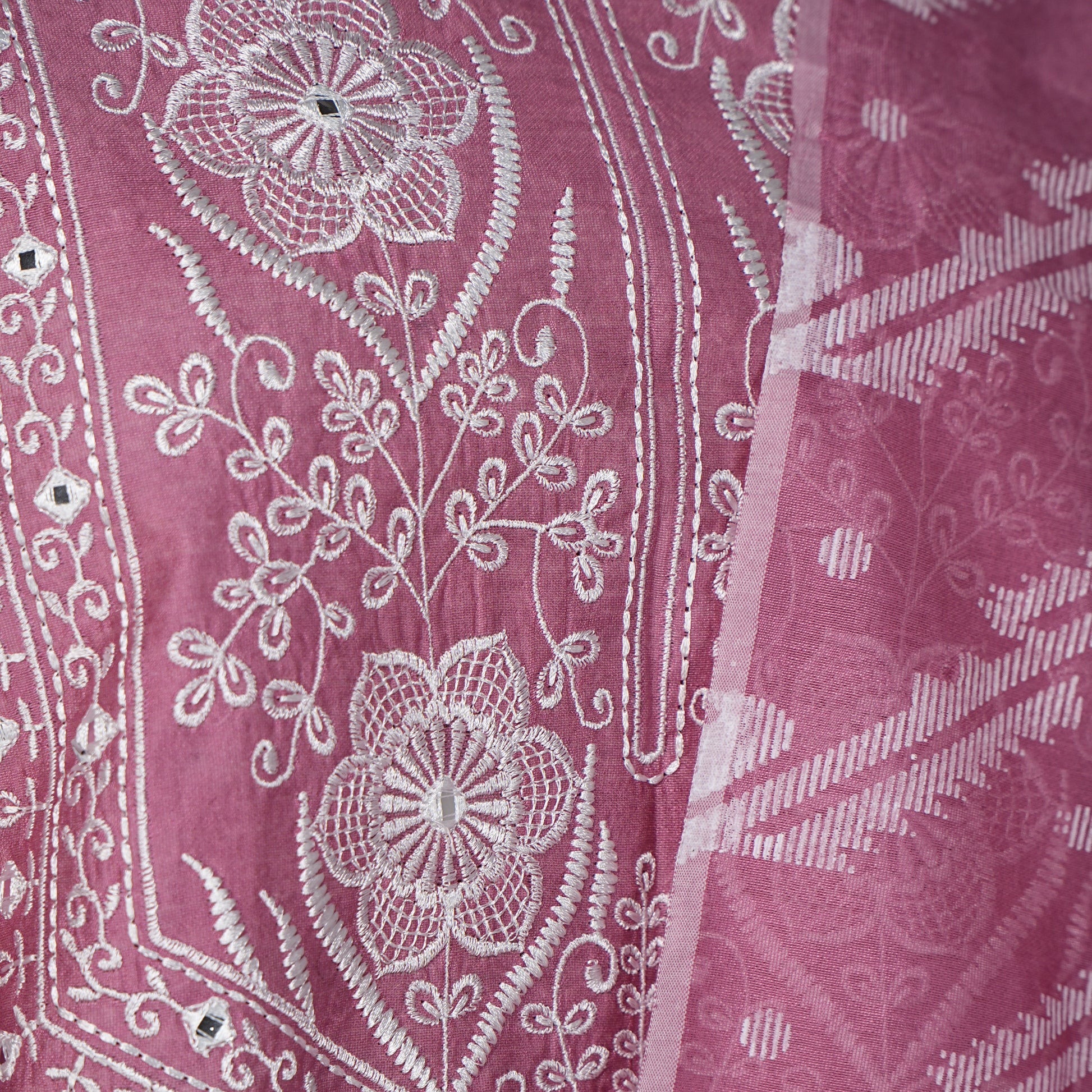 Cotton Embroidered Kurta and Pant with Dupatta Set
