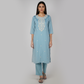 Embroidered Straight Kurta with Pant and Dupatta Set
