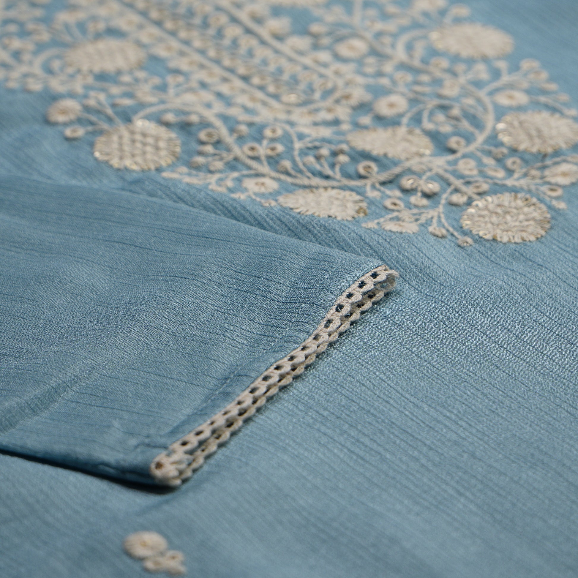 Embroidered Straight Kurta with Pant and Dupatta Set