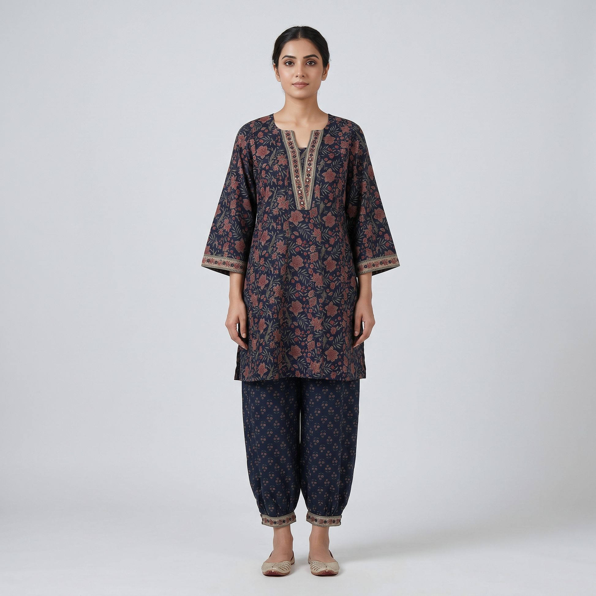 Cotton Printed A-Line Kurta with Pant Set