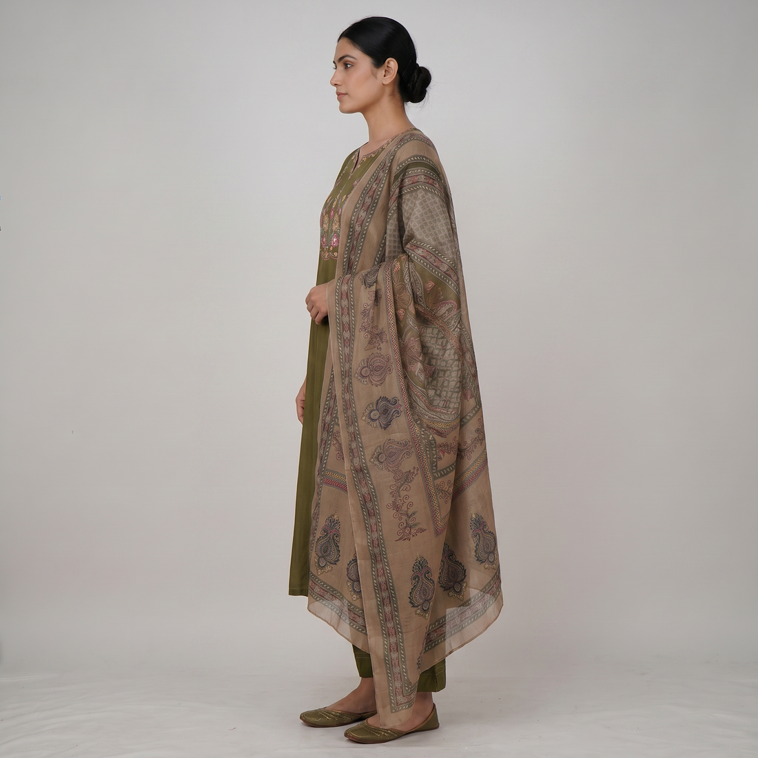 Embroidered Kurta and Pant with Dupatta Set