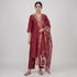 Embroidered V-Neck Kurta and Pant with Dupatta Set