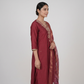 Embroidered V-Neck Kurta and Pant with Dupatta Set