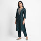 Embroidered V-Neck Kurta with Pant and Dupatta Set