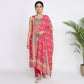 Embroidered V-Neck Kurta with Pant and Dupatta Set