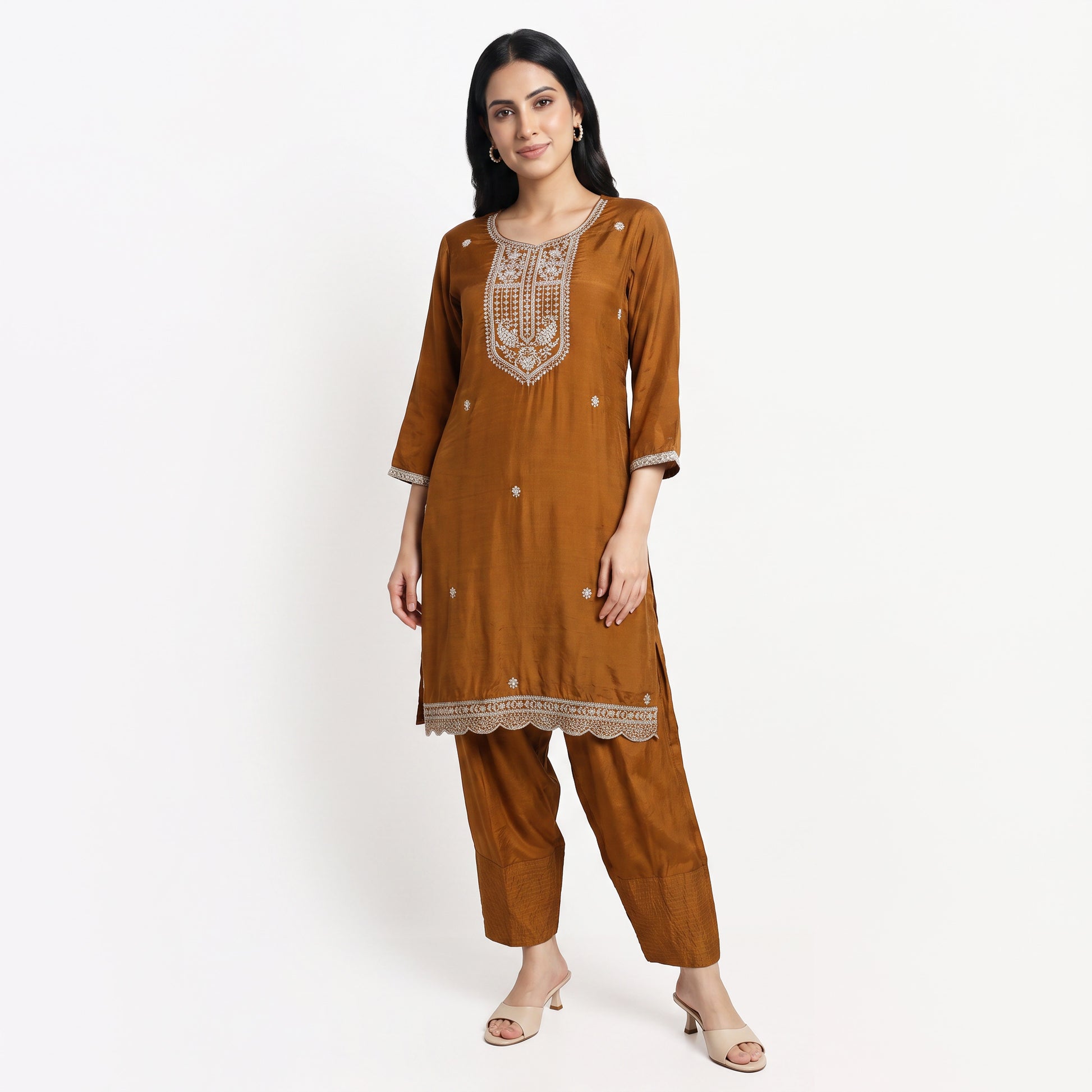 Embroidered Kurta with Pant and Dupatta Set