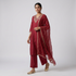 Embroidered V-Neck Kurta with Pant and Dupatta Set