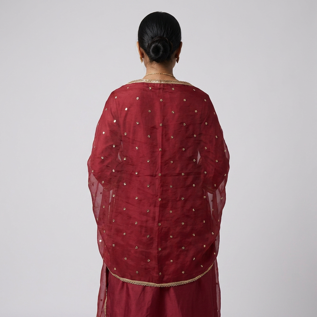 Embroidered V-Neck Kurta with Pant and Dupatta Set