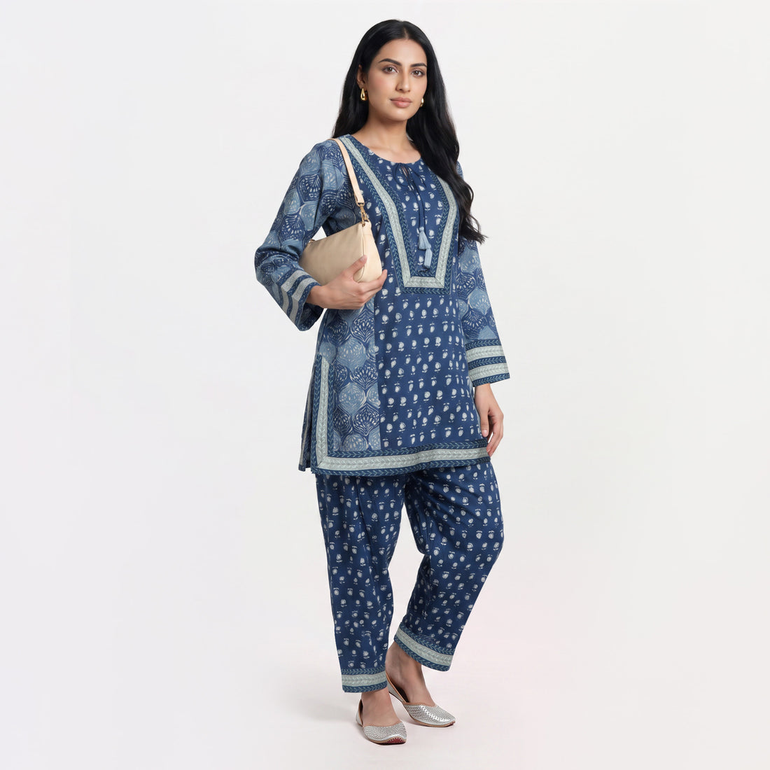 Cotton Printed Kurta with Pant Set