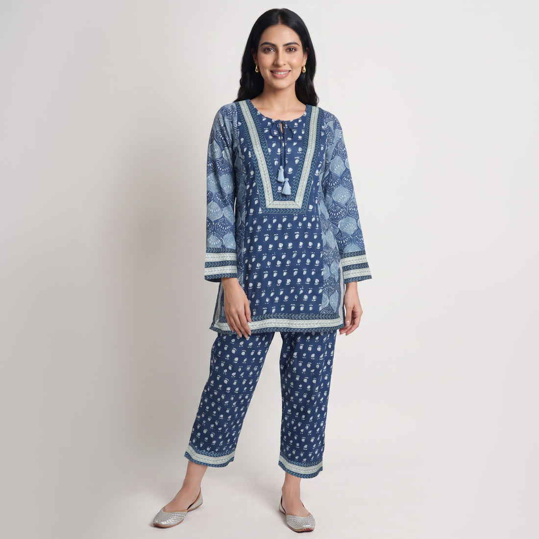 Cotton Printed Kurta with Pant Set