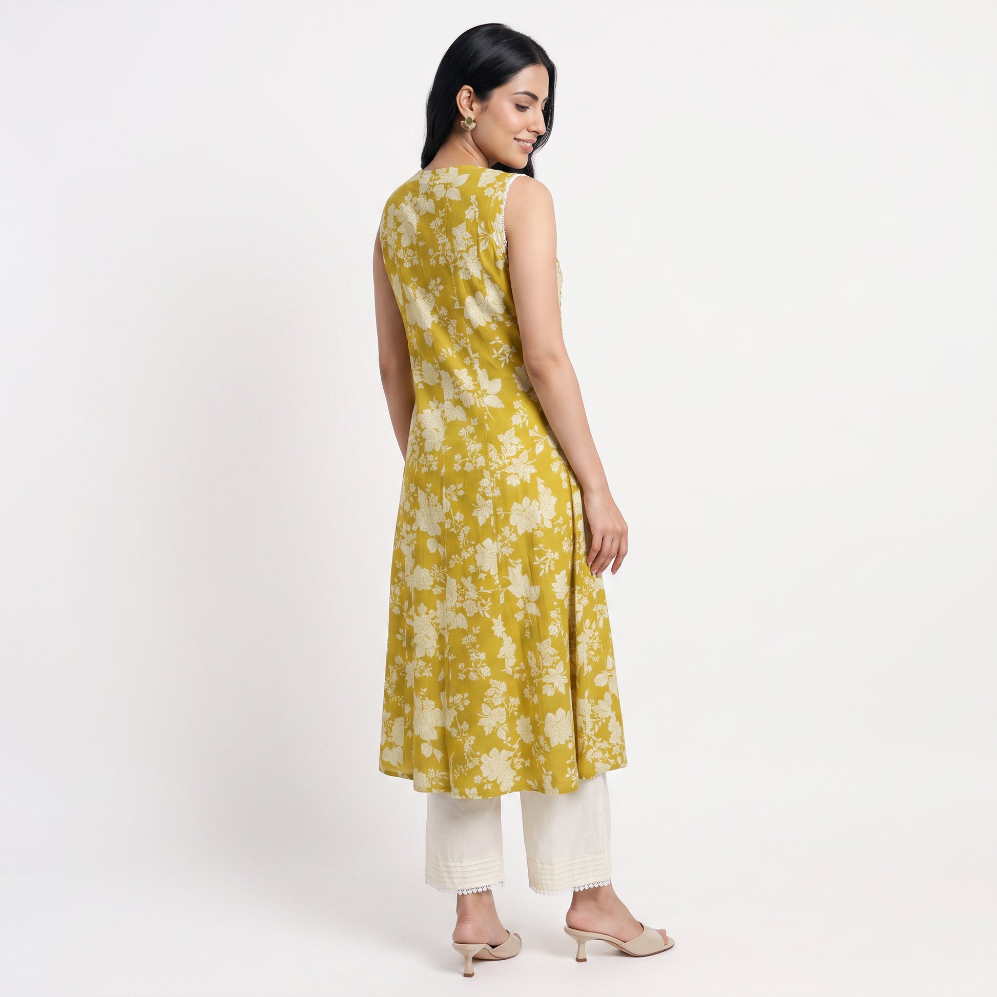 Cotton Printed V-Neck Kurta with Pant and Dupatta Set