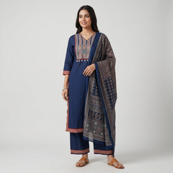 Solid 3 Pc Kurta, Pant, Dupatta Set