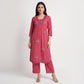 Cotton Solid V-Neck Ethnic Sets