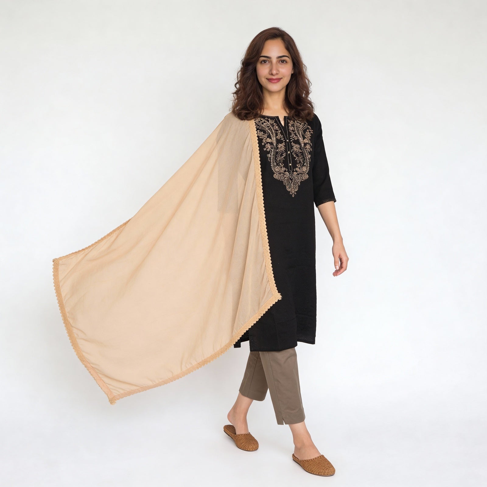 4 Side Lace Chiffon Dupatta