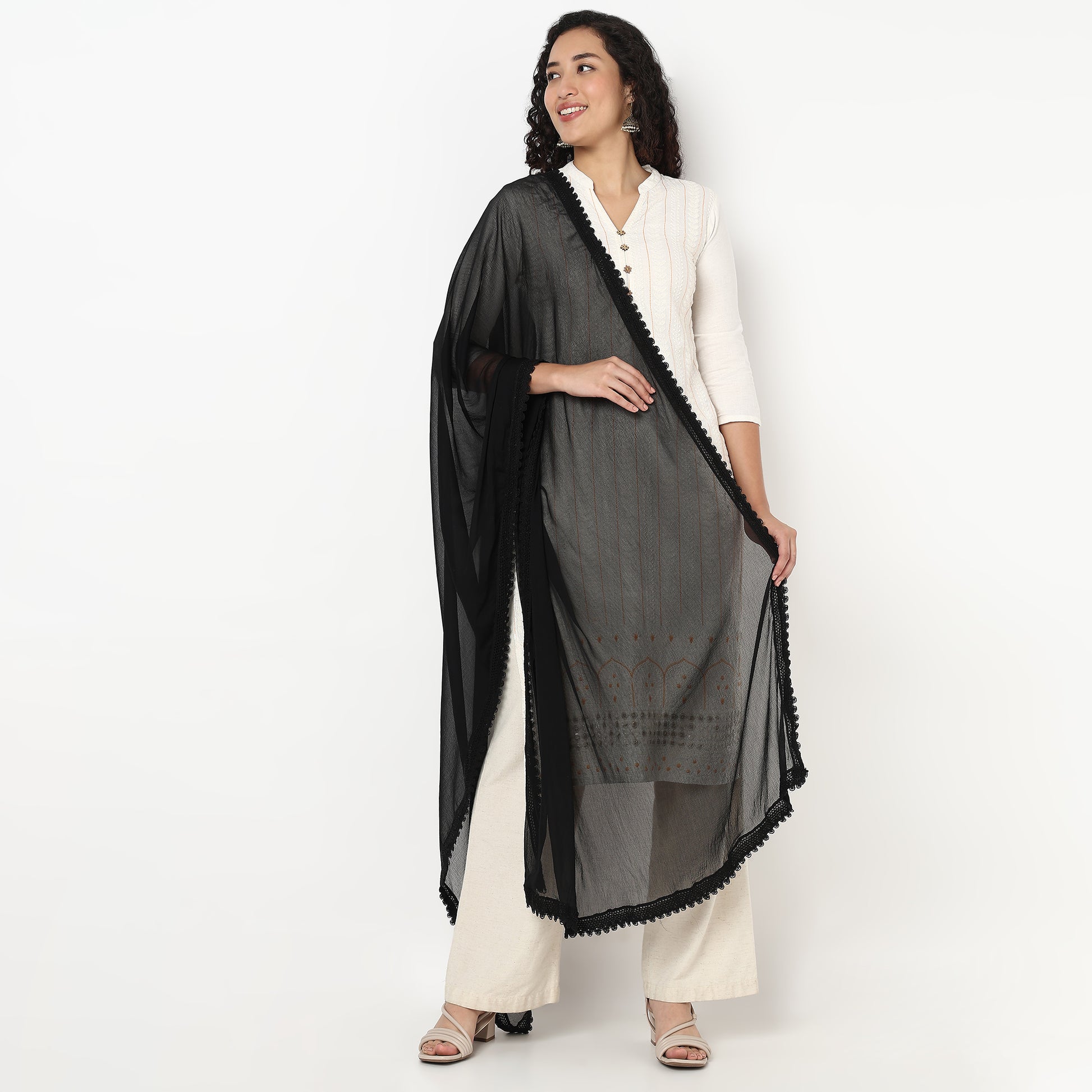 4 Side Lace Chiffon Dupatta