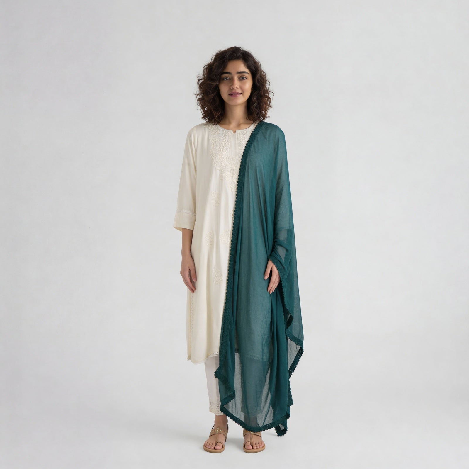 4 Side Lace Chiffon Dupatta