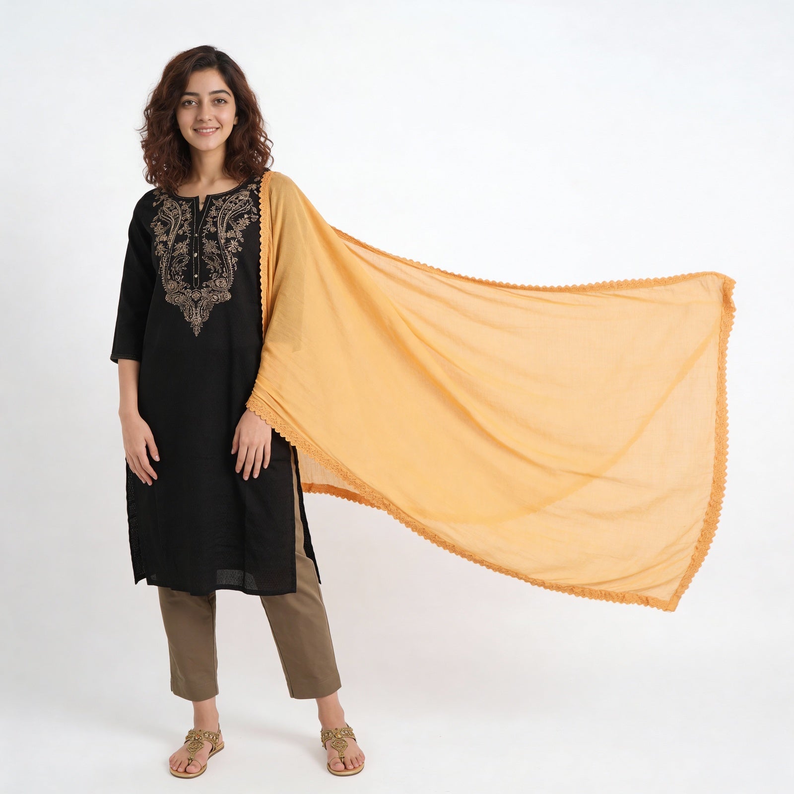 4 Side Lace Chiffon Dupatta