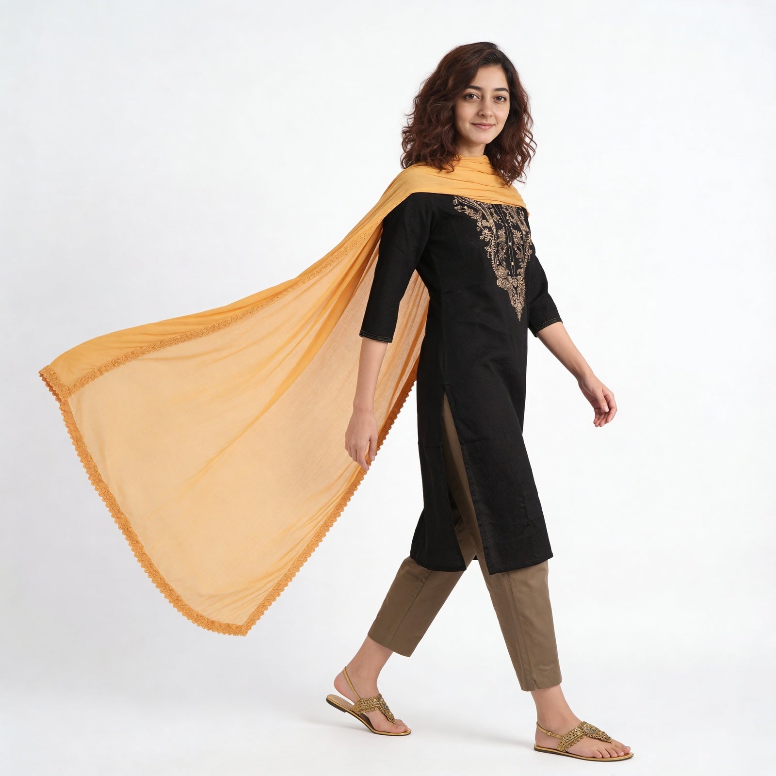 4 Side Lace Chiffon Dupatta