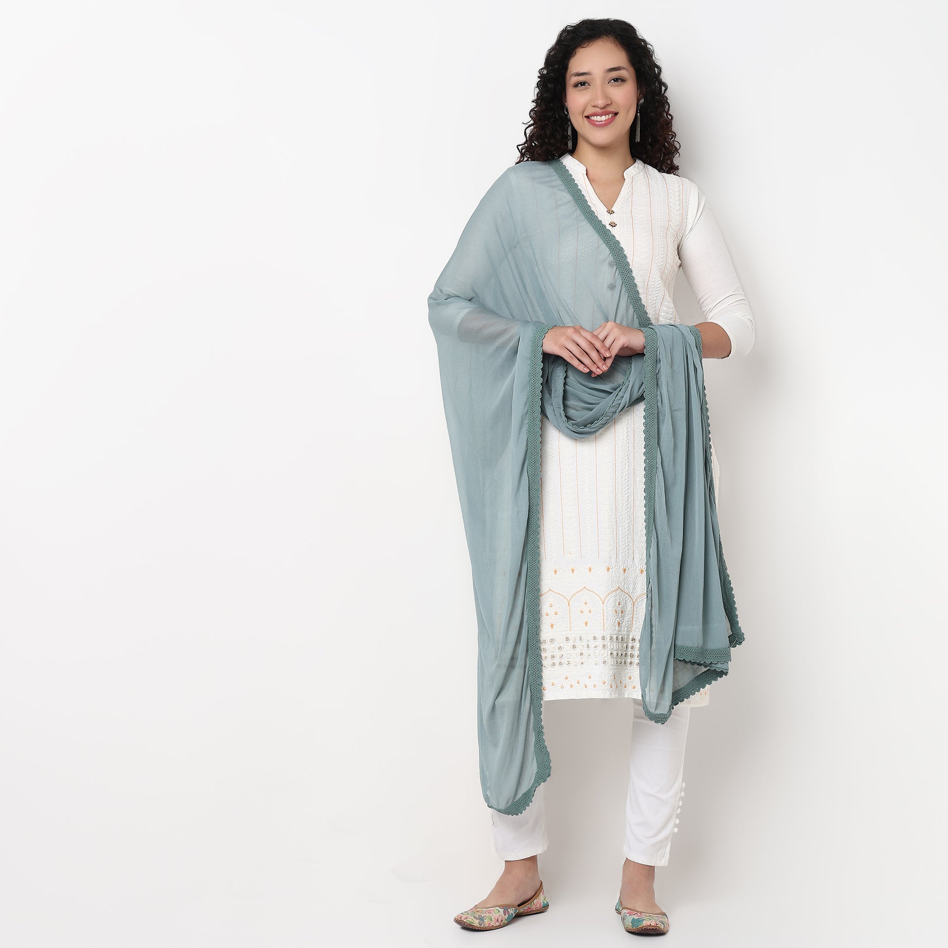 5 Side Lace Chiffon Dupatta