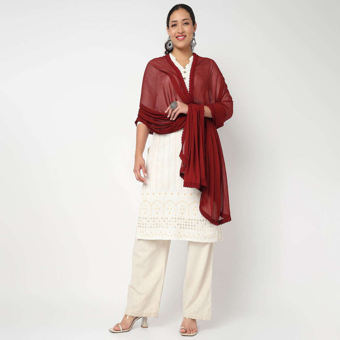 4 Side Lace Chiffon Dupatta