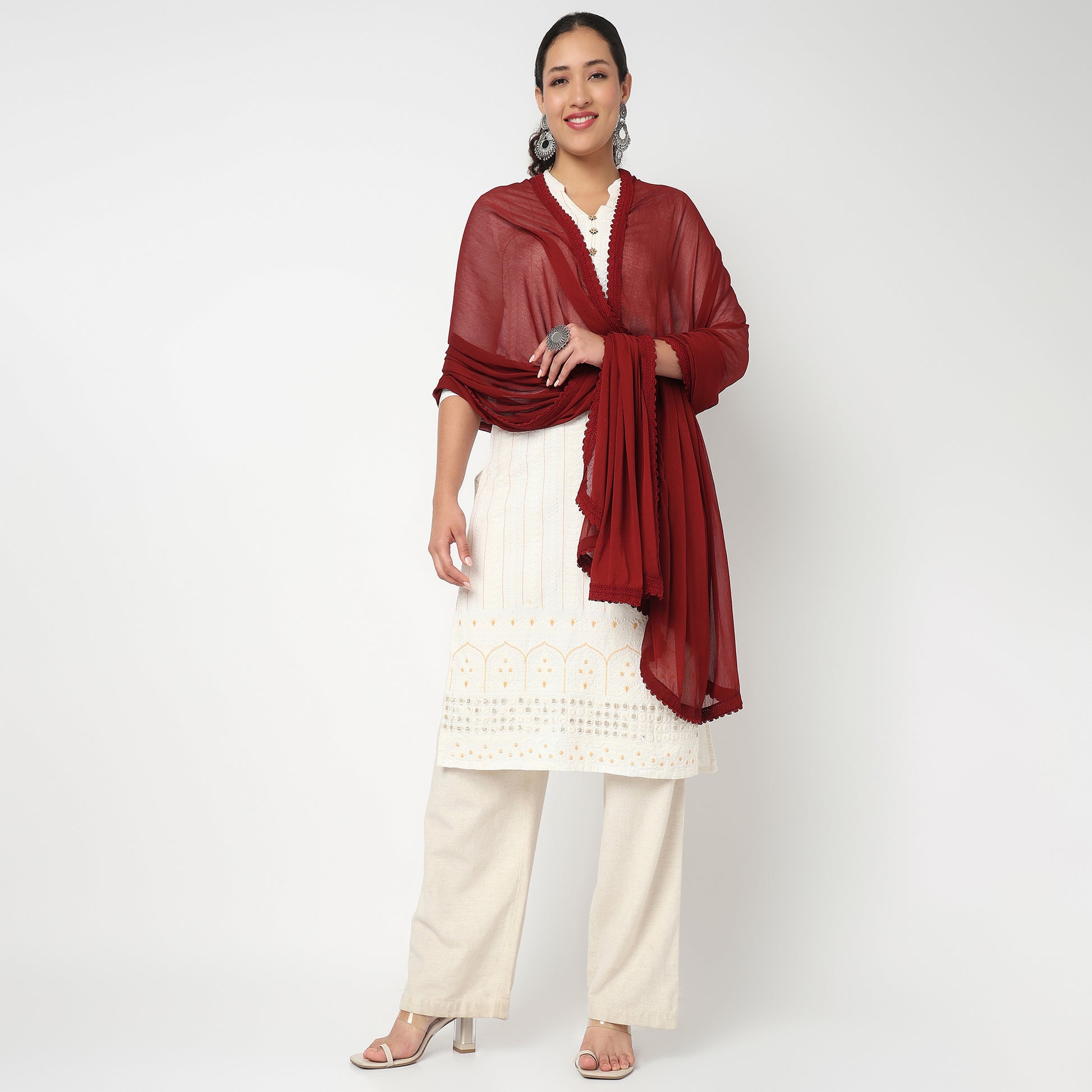 4 Side Lace Chiffon Dupatta