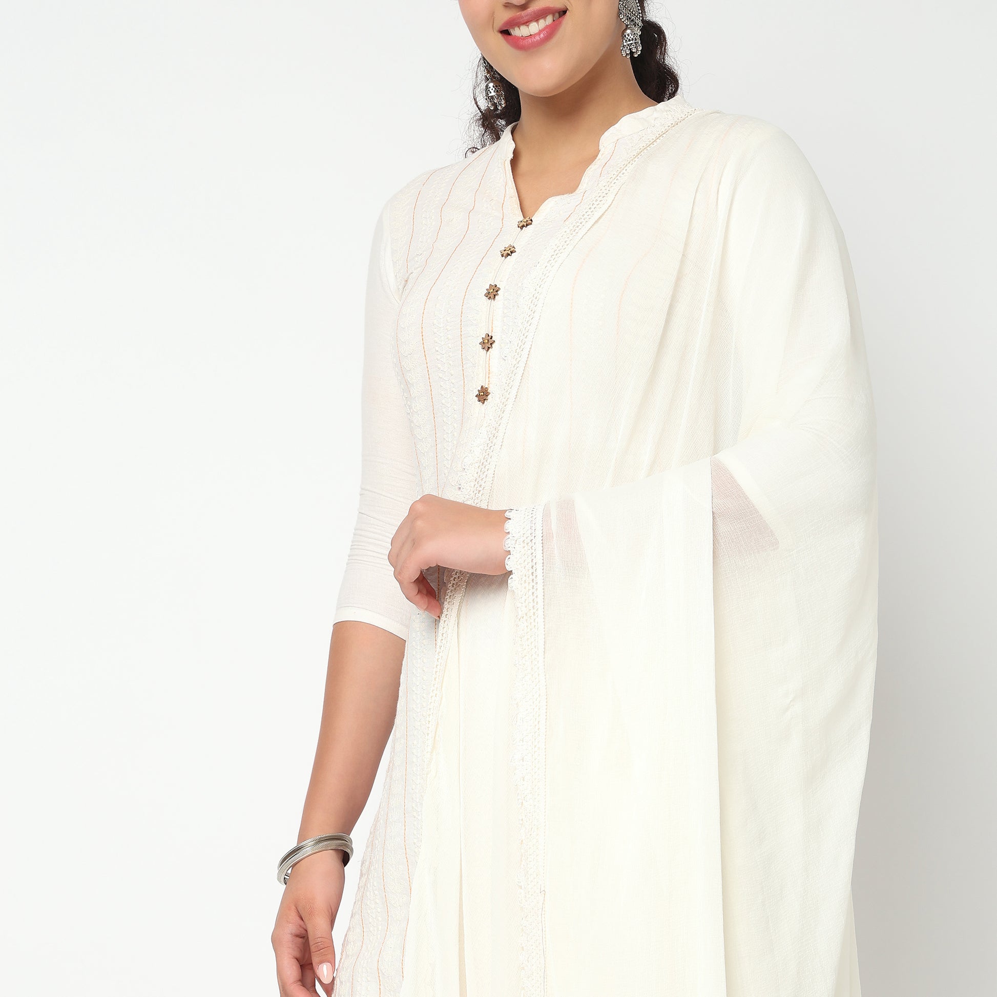 4 Side Lace Chiffon Dupatta