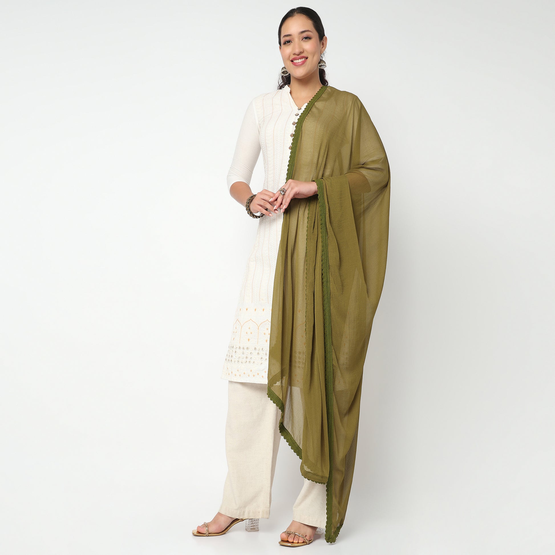 4 Side Lace Chiffon Dupatta