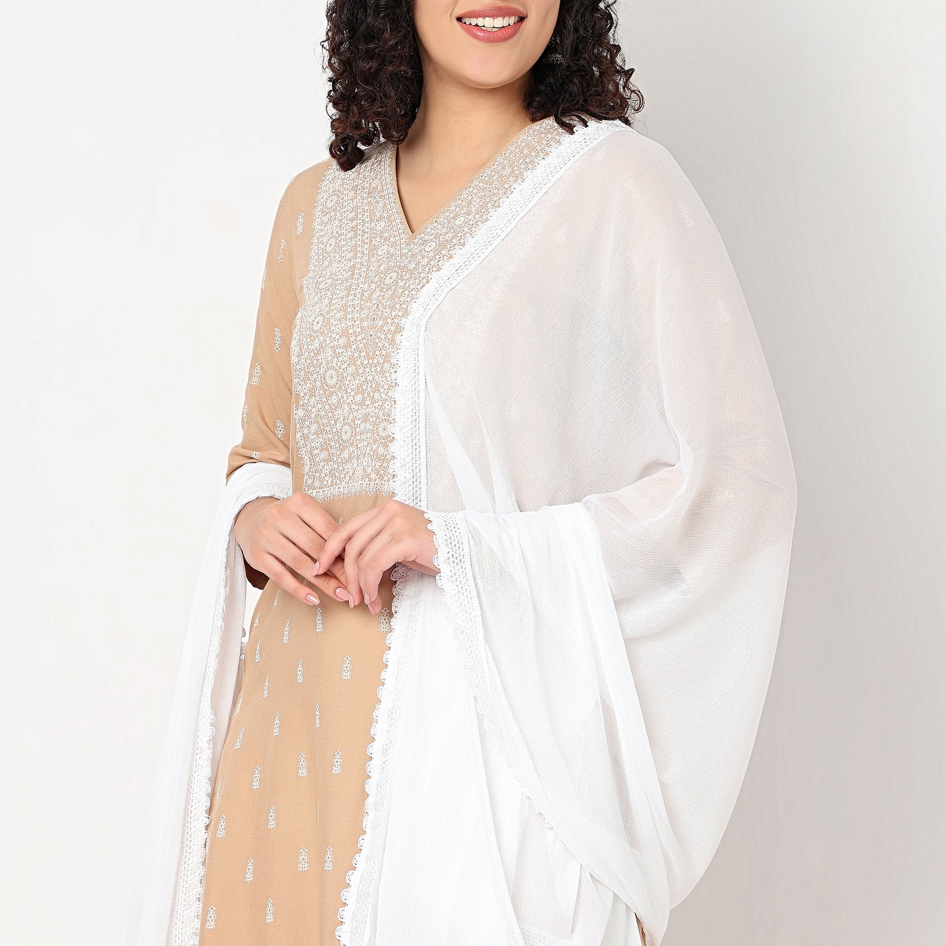 4 Side Lace Chiffon Dupatta