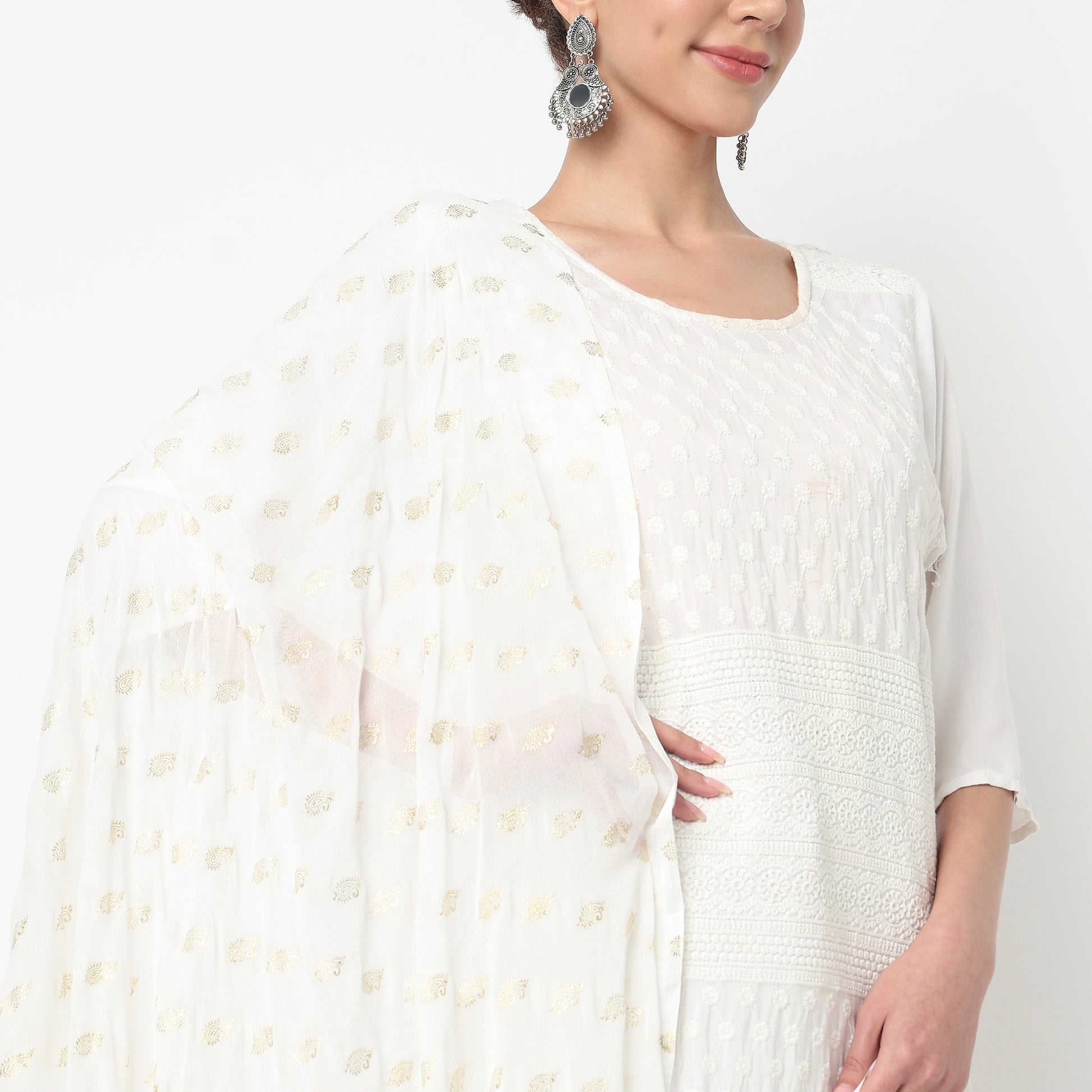 Foil Printed Chiffon Dupatta