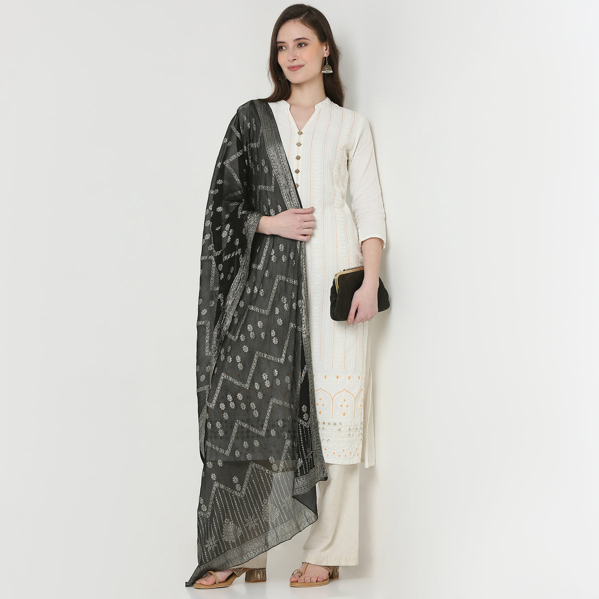 Foil Printed Chiffon Dupatta
