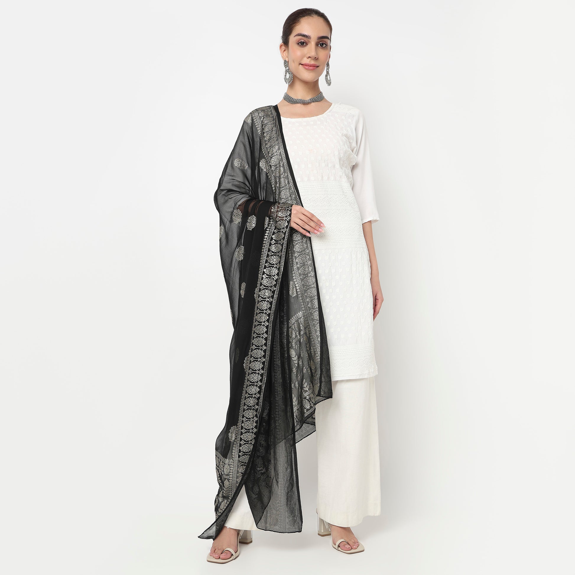 Foil Printed Chiffon Dupatta