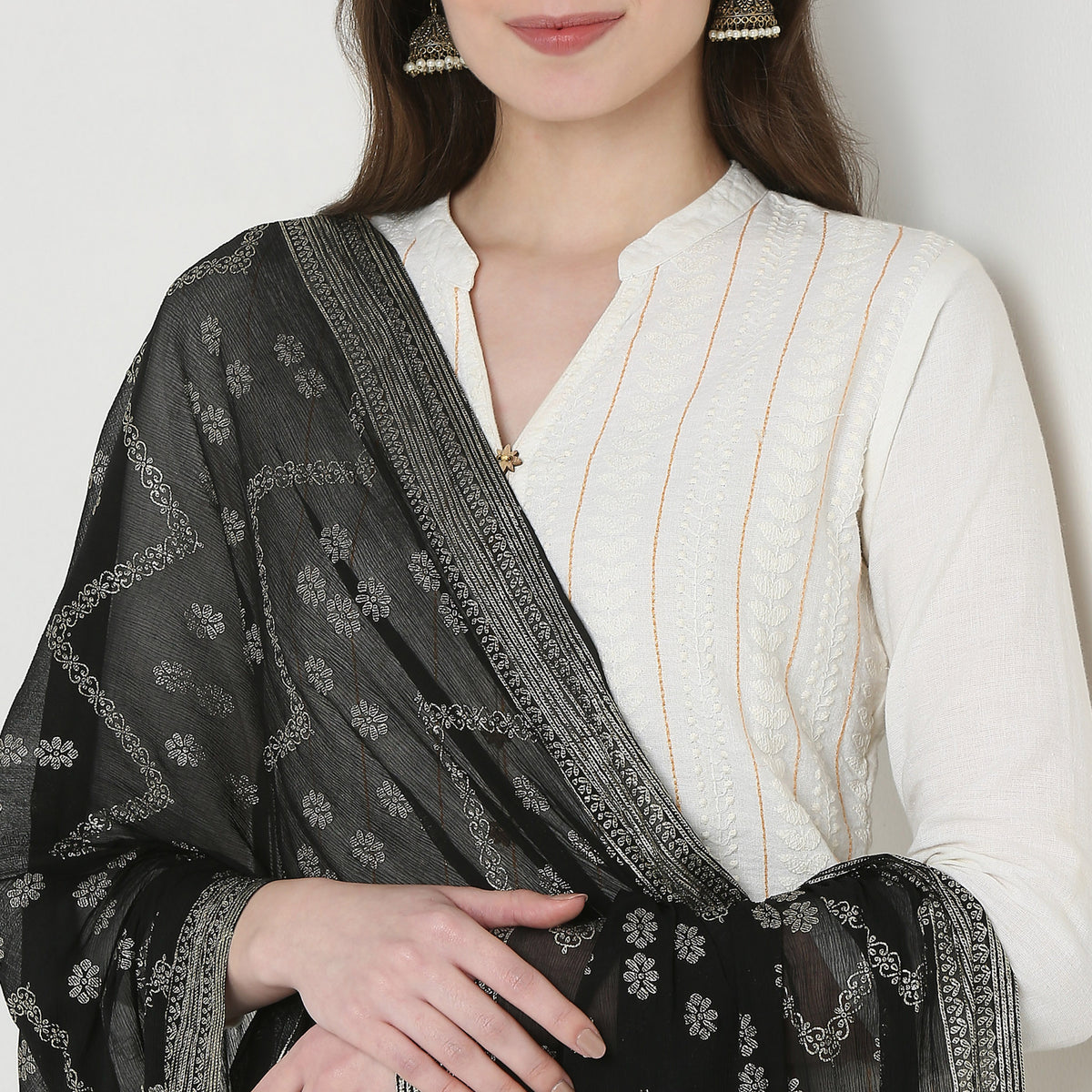 Foil Printed Chiffon Dupatta
